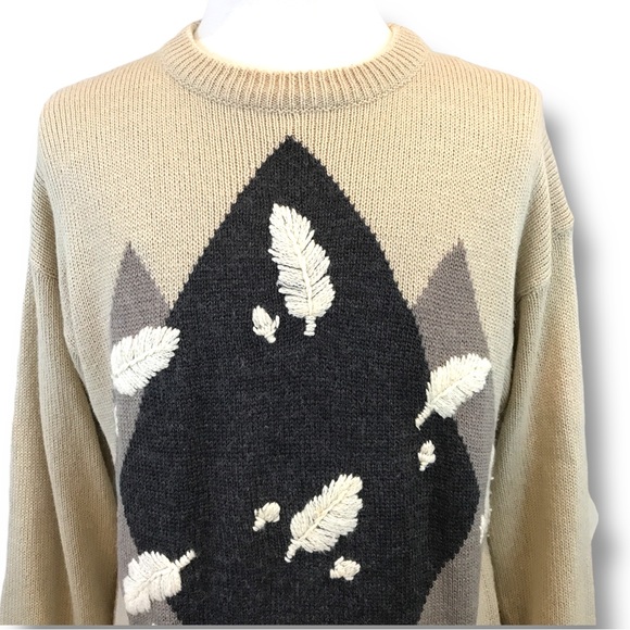 Vtg 90’s Aggio Wool Blend Warm Cozy Sweater Sz L Holiday Sweater Leaves - Picture 2 of 9